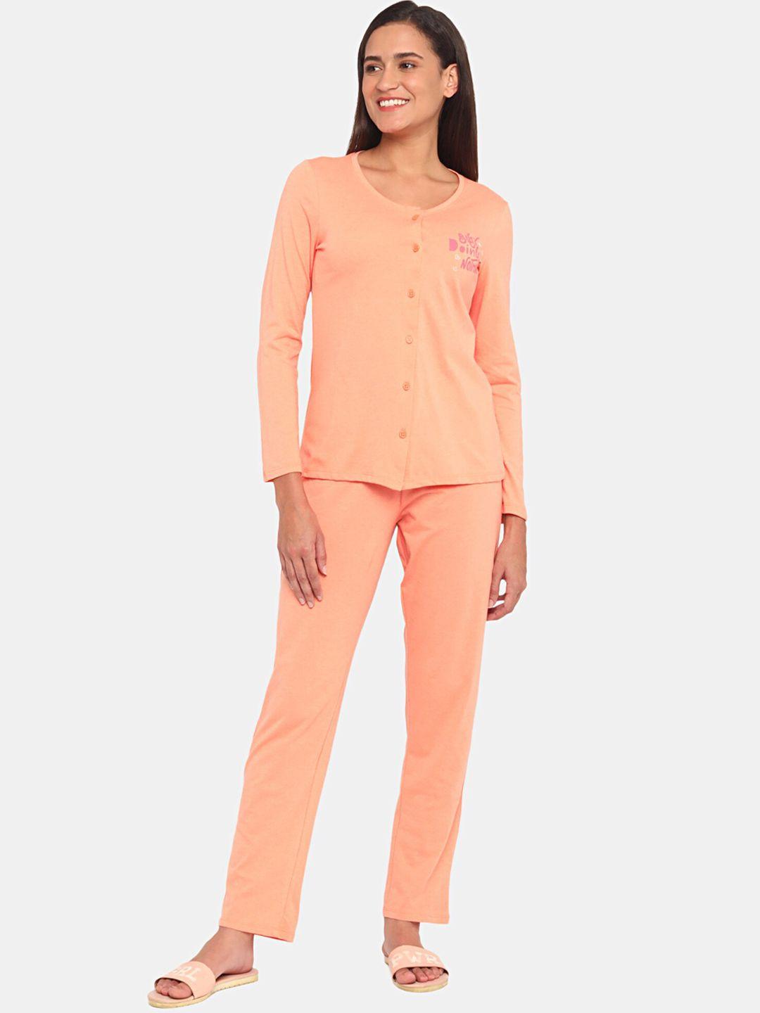 rosaline by zivame women orange night suit