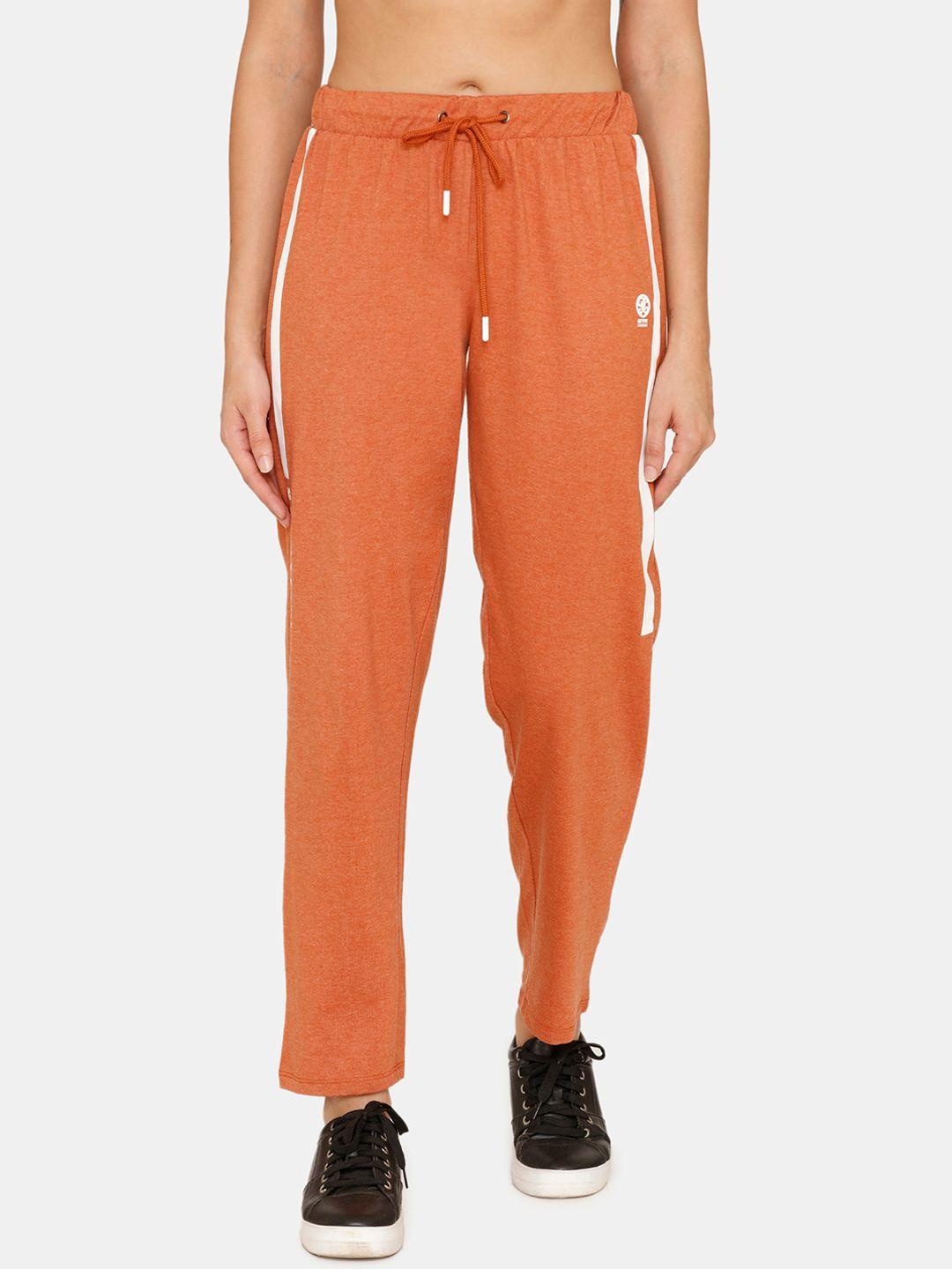 rosaline by zivame women orange solid track pants