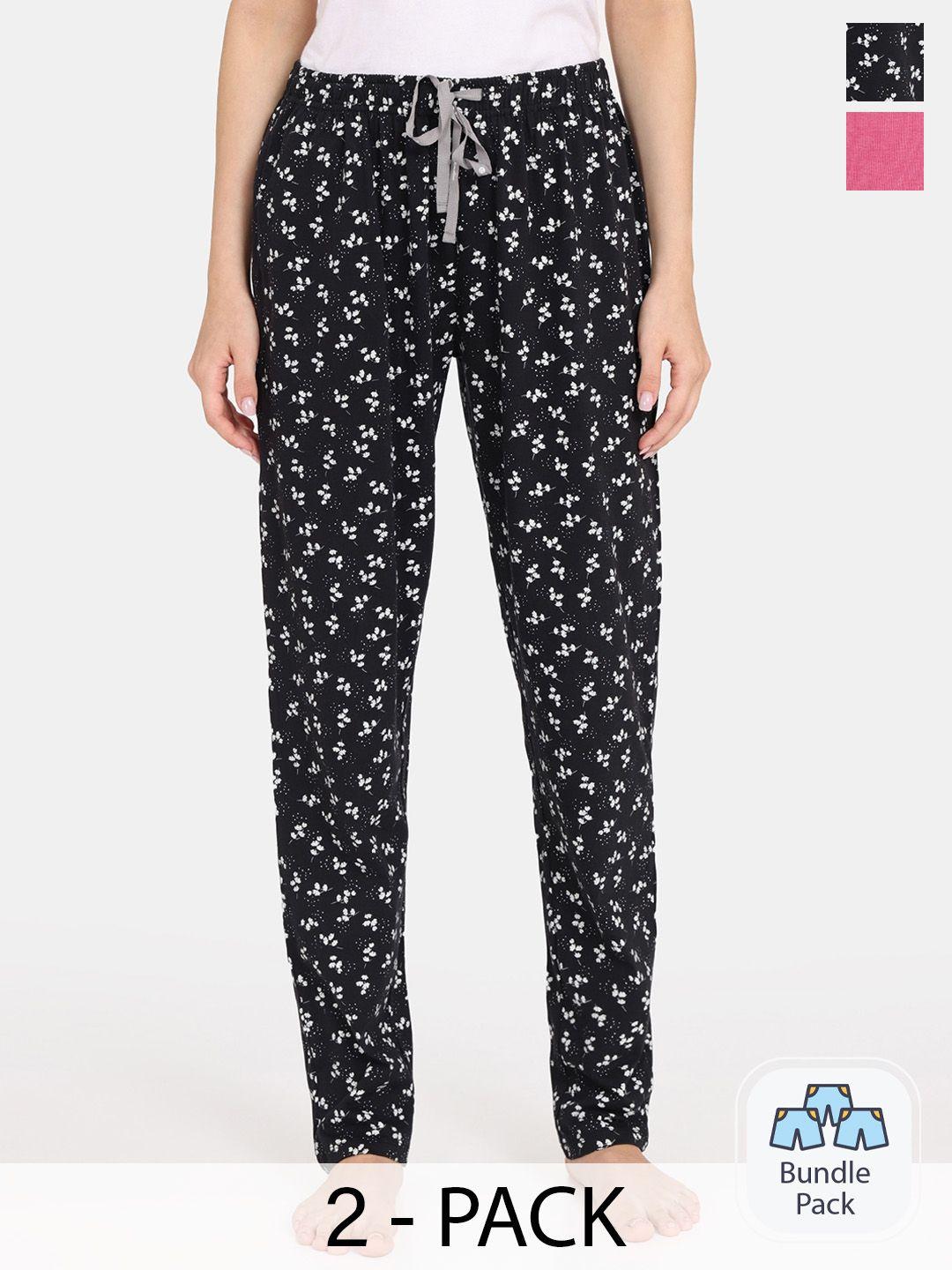 rosaline by zivame women pack of 2 printed lounge pants