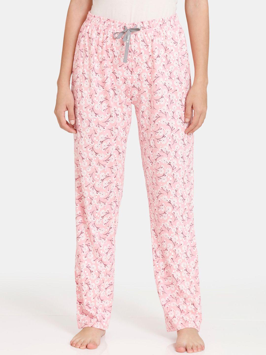 rosaline by zivame women pink printed lounge pant