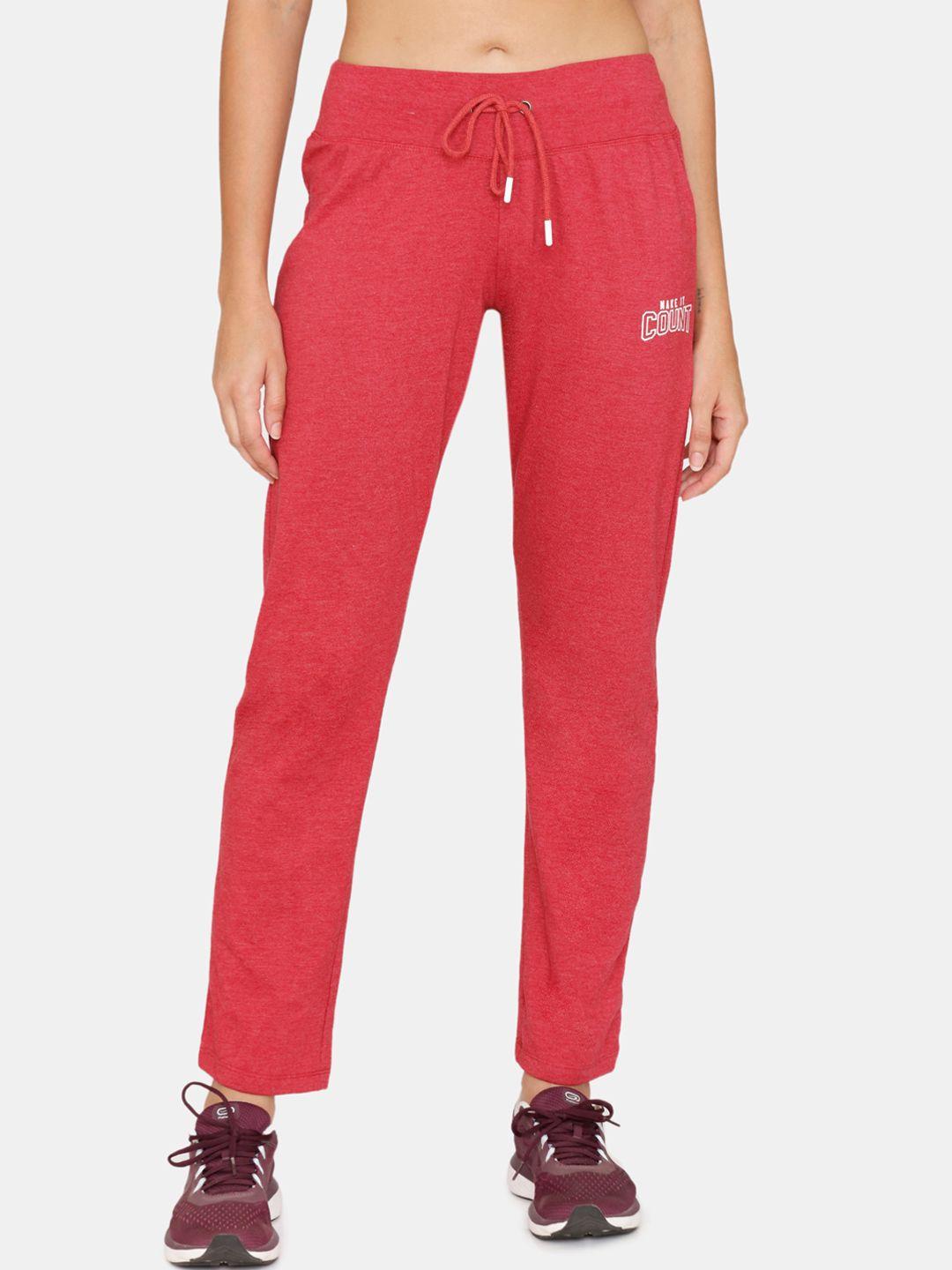 rosaline by zivame women pink solid relaxed-fit track pants
