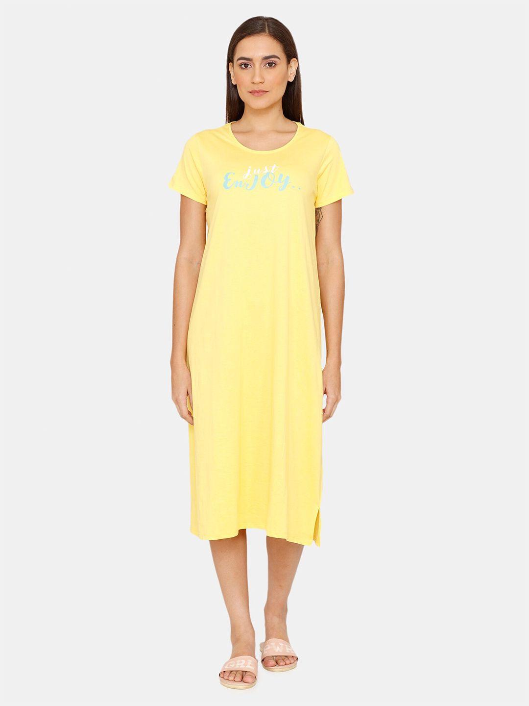 rosaline by zivame yellow printed nightdress