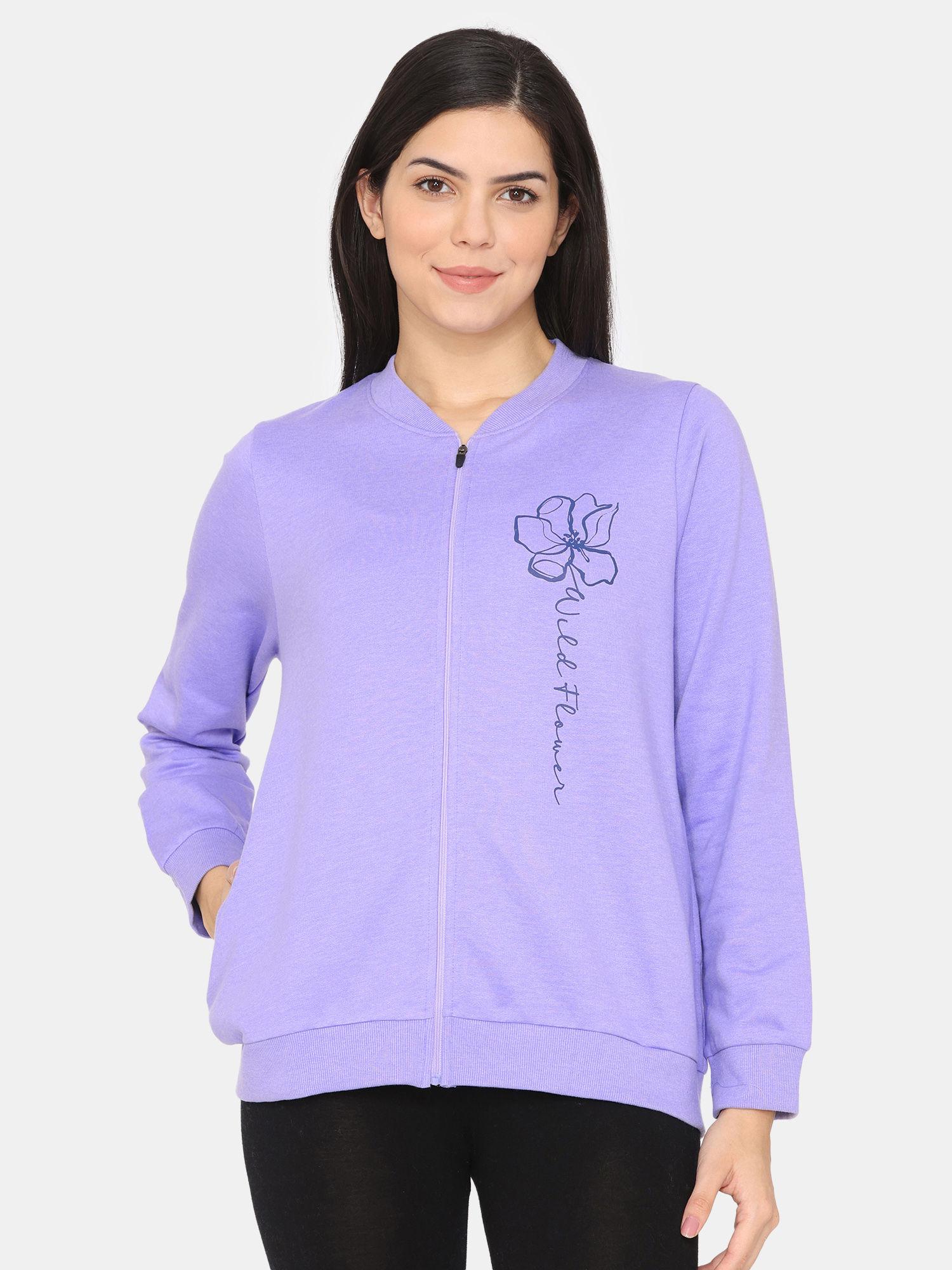 rosaline cozy fits knit poly loungewear top - purple tulip