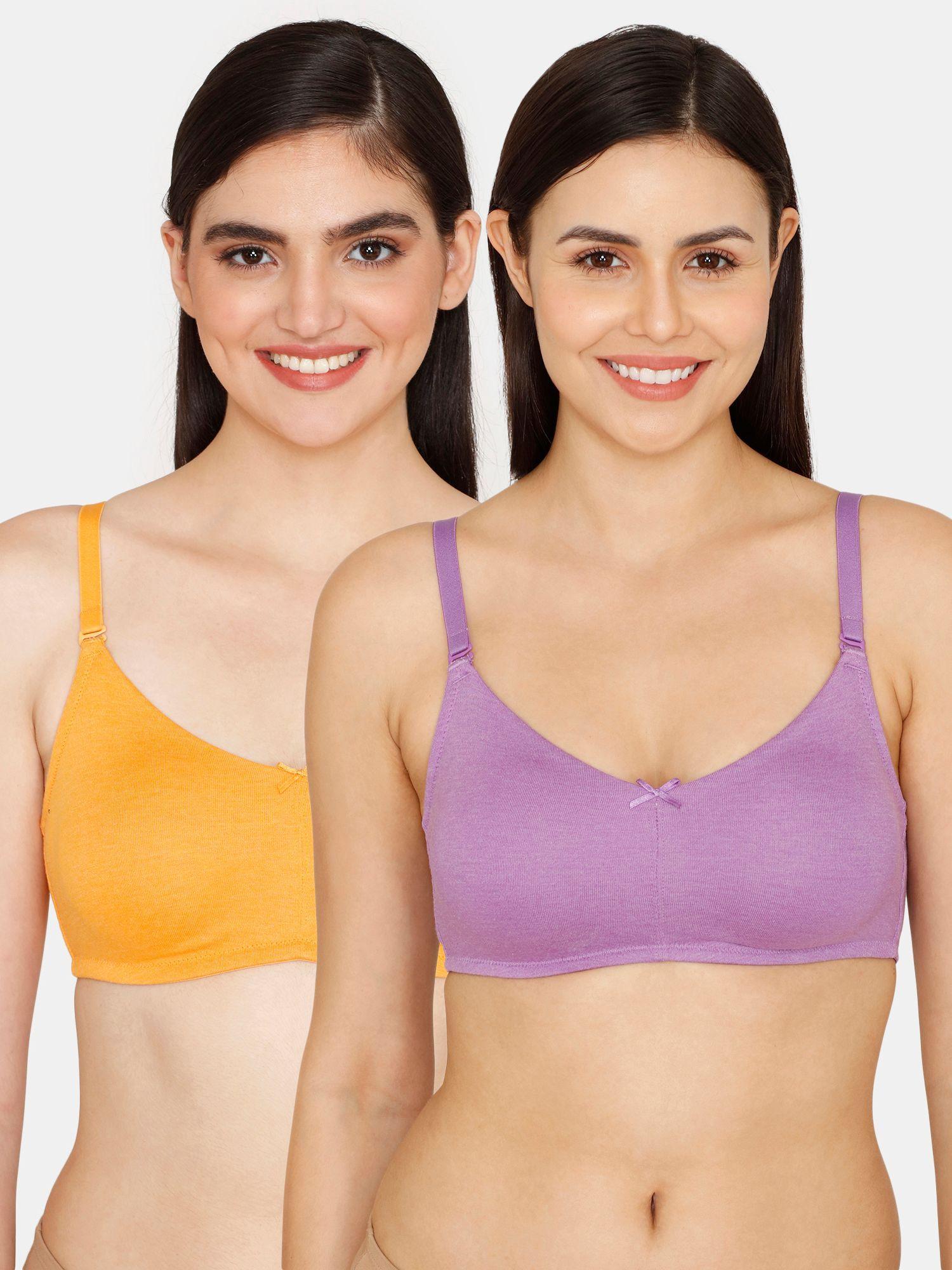 rosaline double layered non wired 3-4th coverage t-shirt bra (pack of 2)- orchd aprct