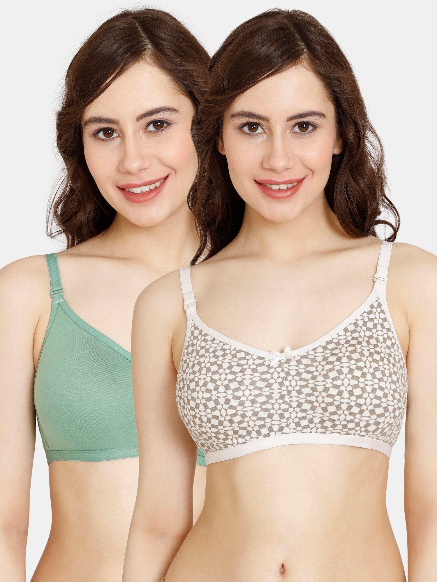 rosaline double layered non wired 3-4th coverage t-shirt bra -multicolor (pack of 2)