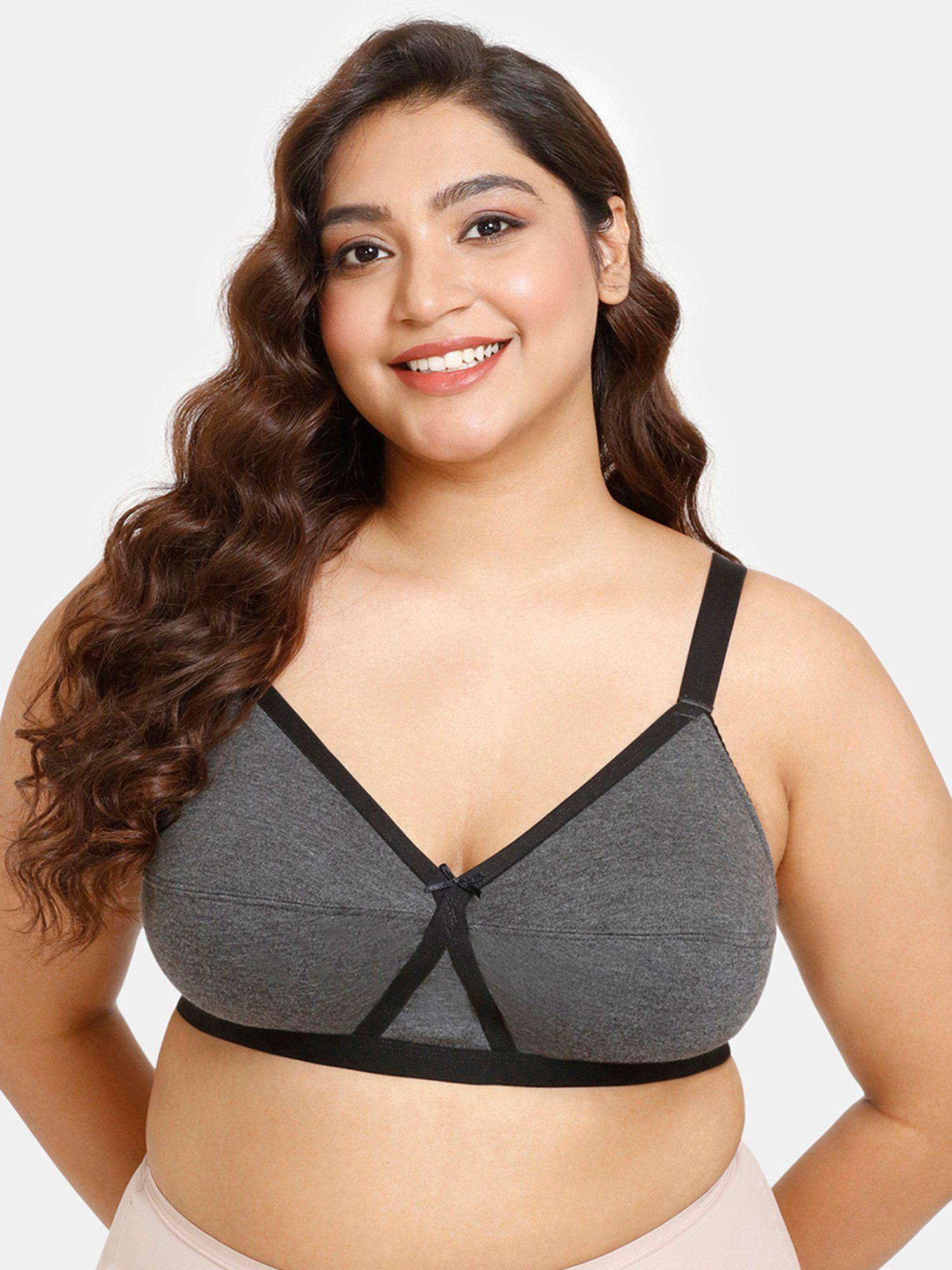 rosaline double layered non wired full coverage super support bra - anthracite