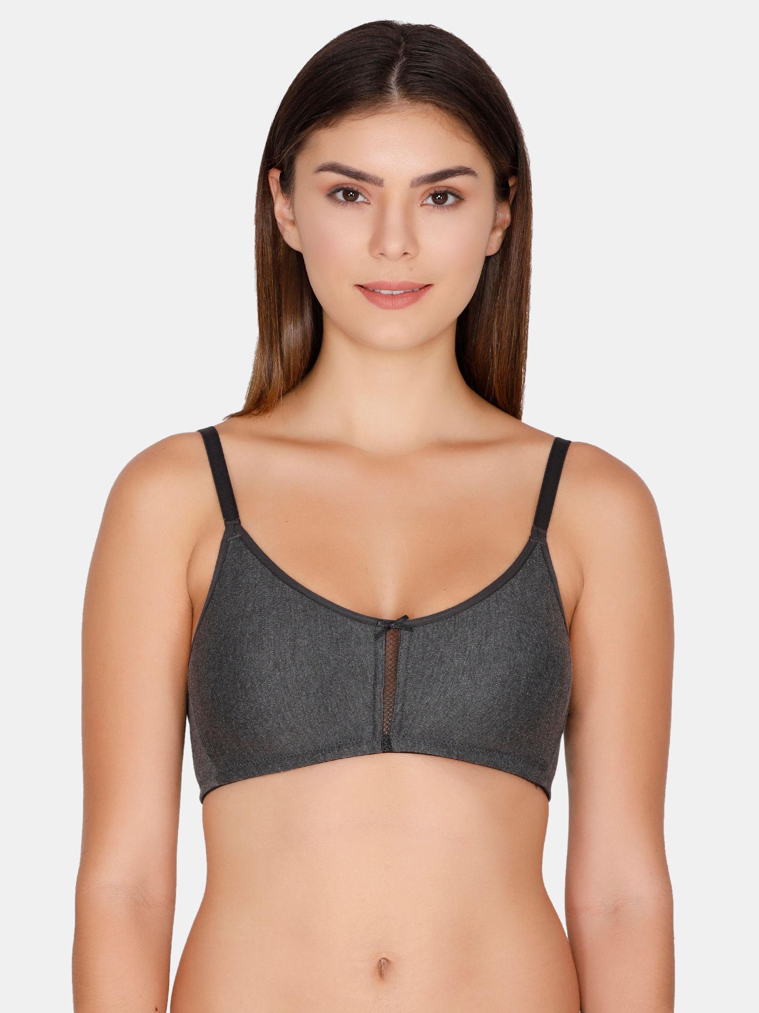 rosaline double layered wirefree super support bra - grey