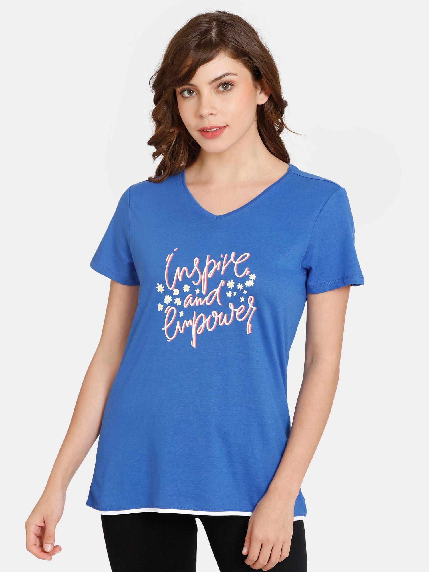 rosaline dream land relaxed fit poly cotton top - beaucoup blue