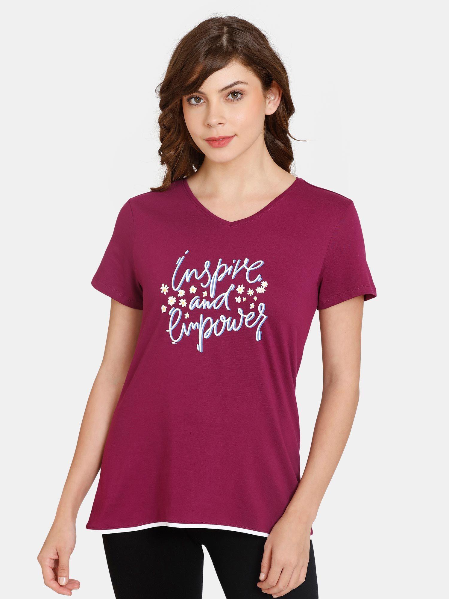 rosaline dream land relaxed fit poly cotton top - plum caspia purple