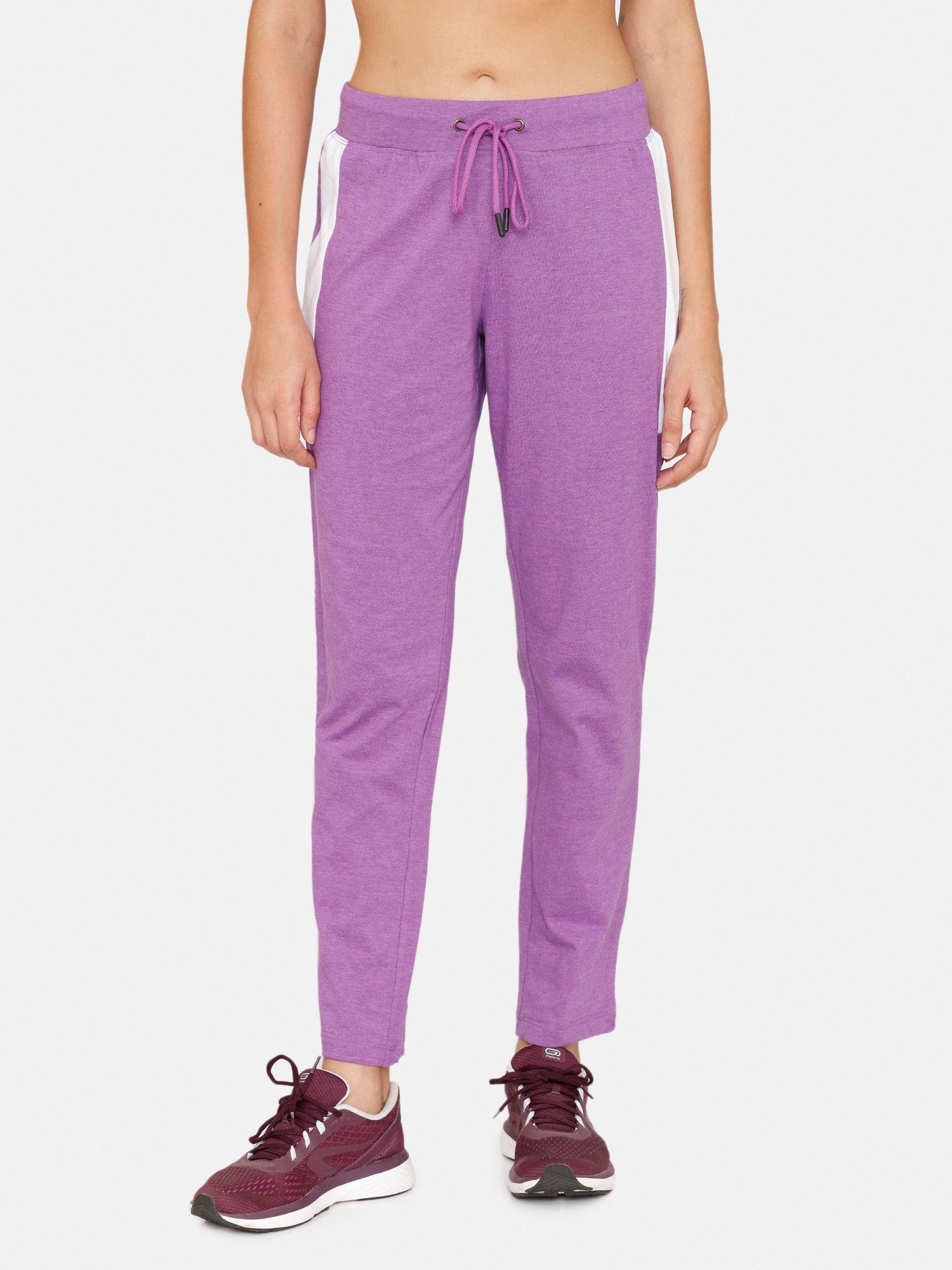 rosaline easy movement cotton trackpants - royal lilac