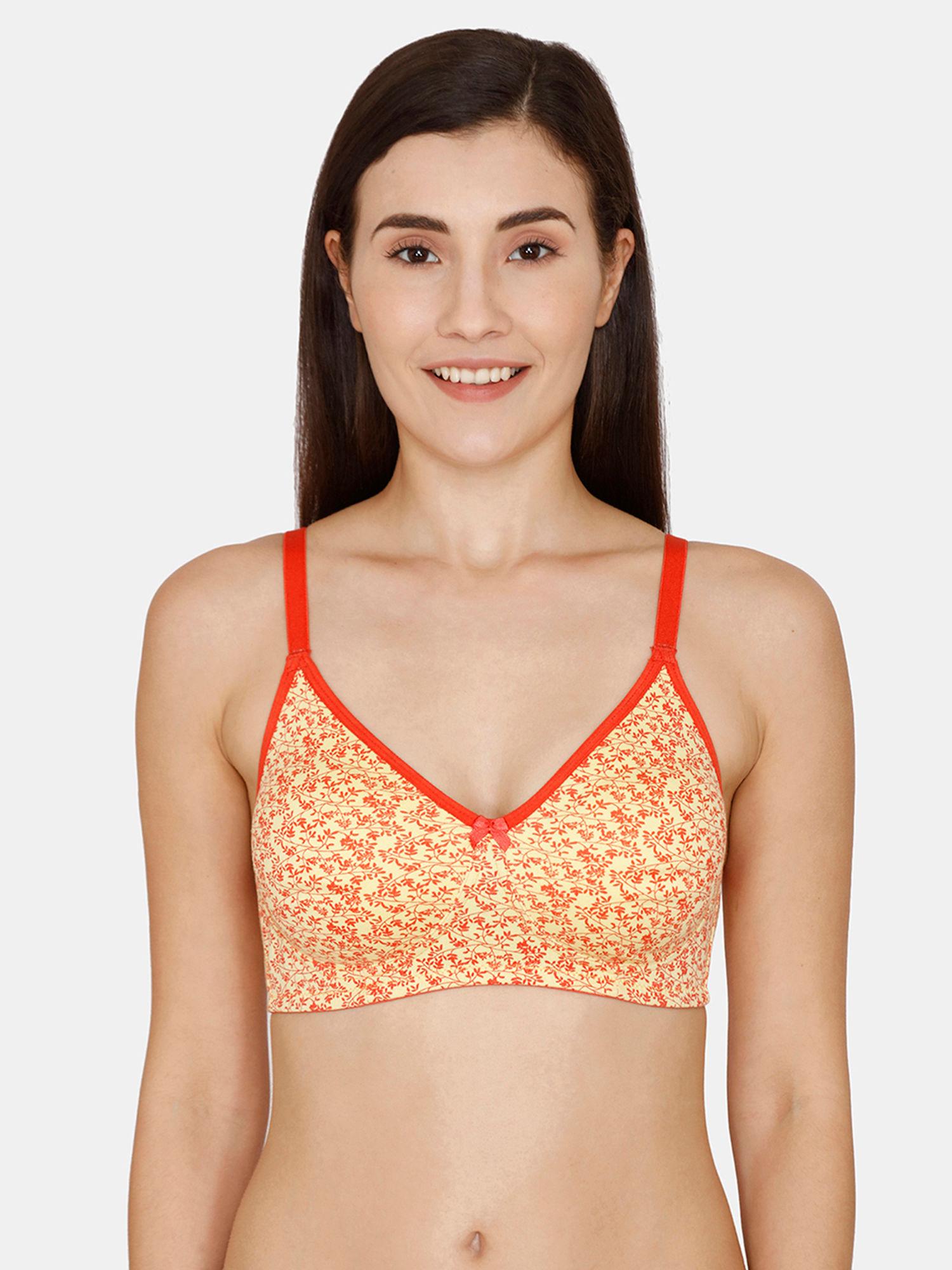 rosaline everyday double layered non wired 3/4th coverage t-shirt bra - popcorn