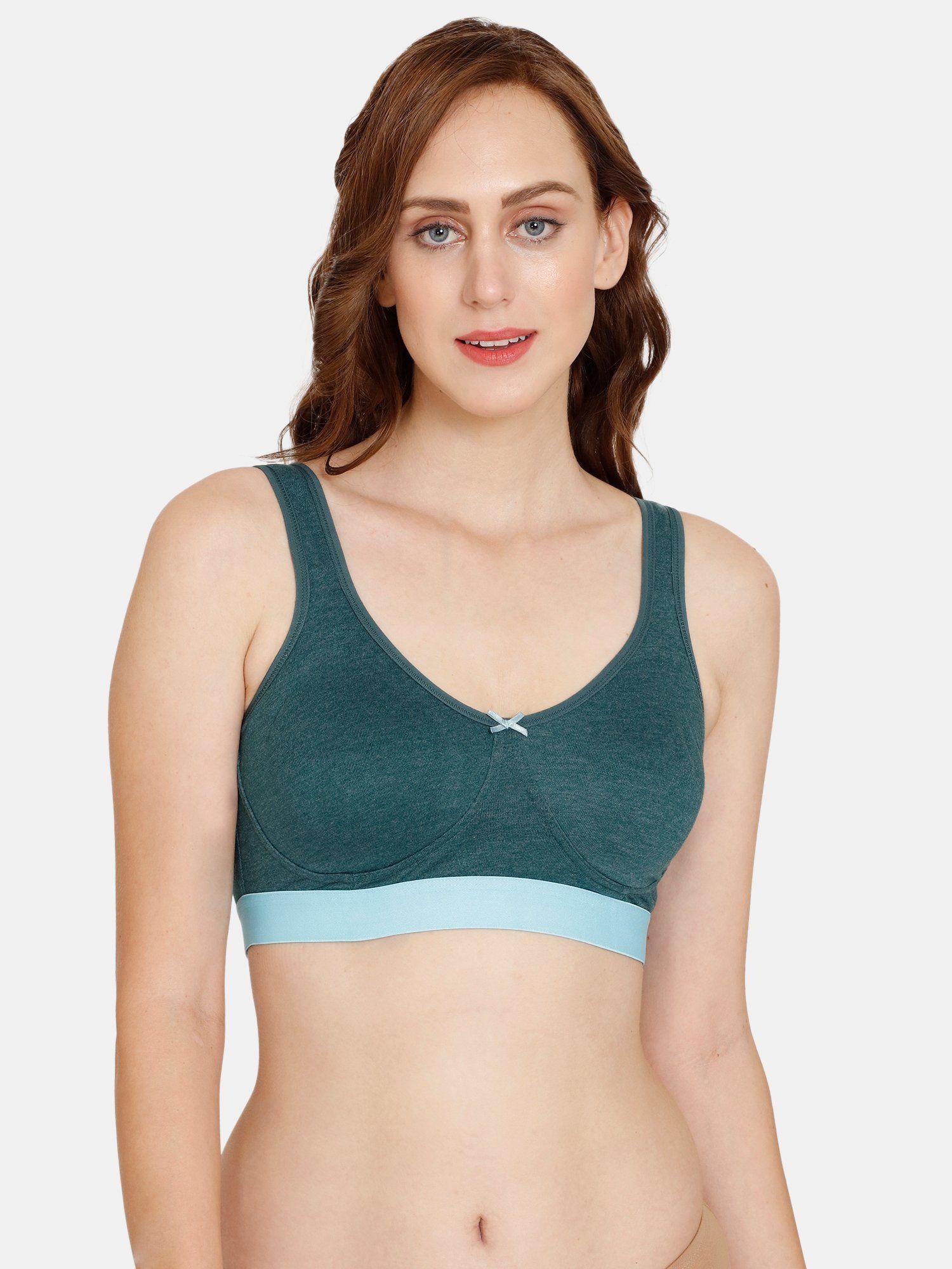 rosaline everyday double layered non wired 3-4th coverage bralette bra - deep teal