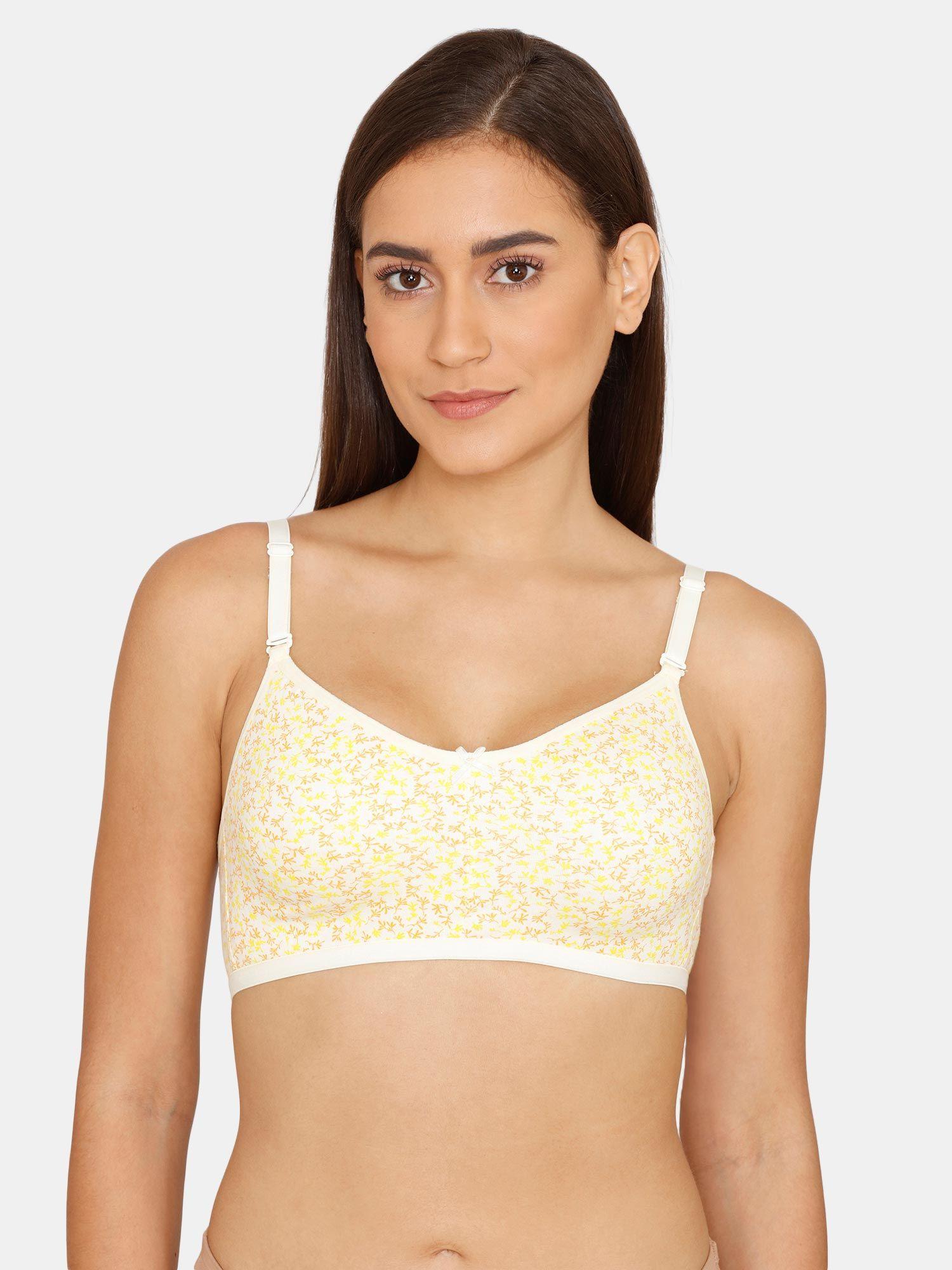 rosaline everyday double layered non wired 3-4th coverage t-shirt bra - lime dainty pt- yellow