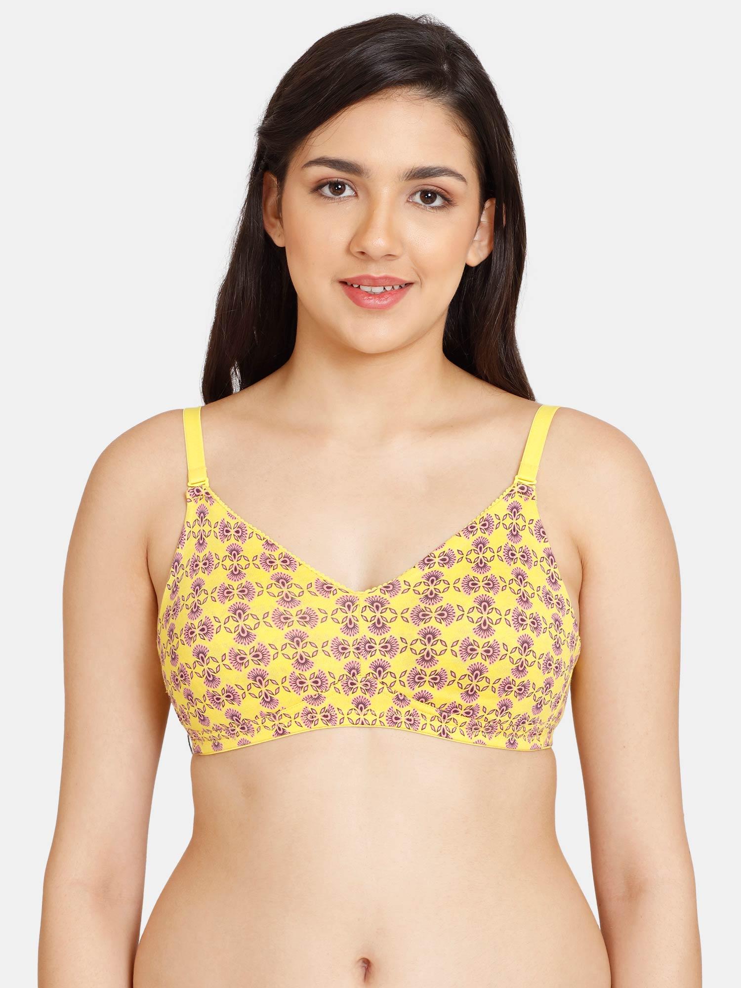 rosaline everyday double layered non wired 3-4th coverage t-shirt bra yellow