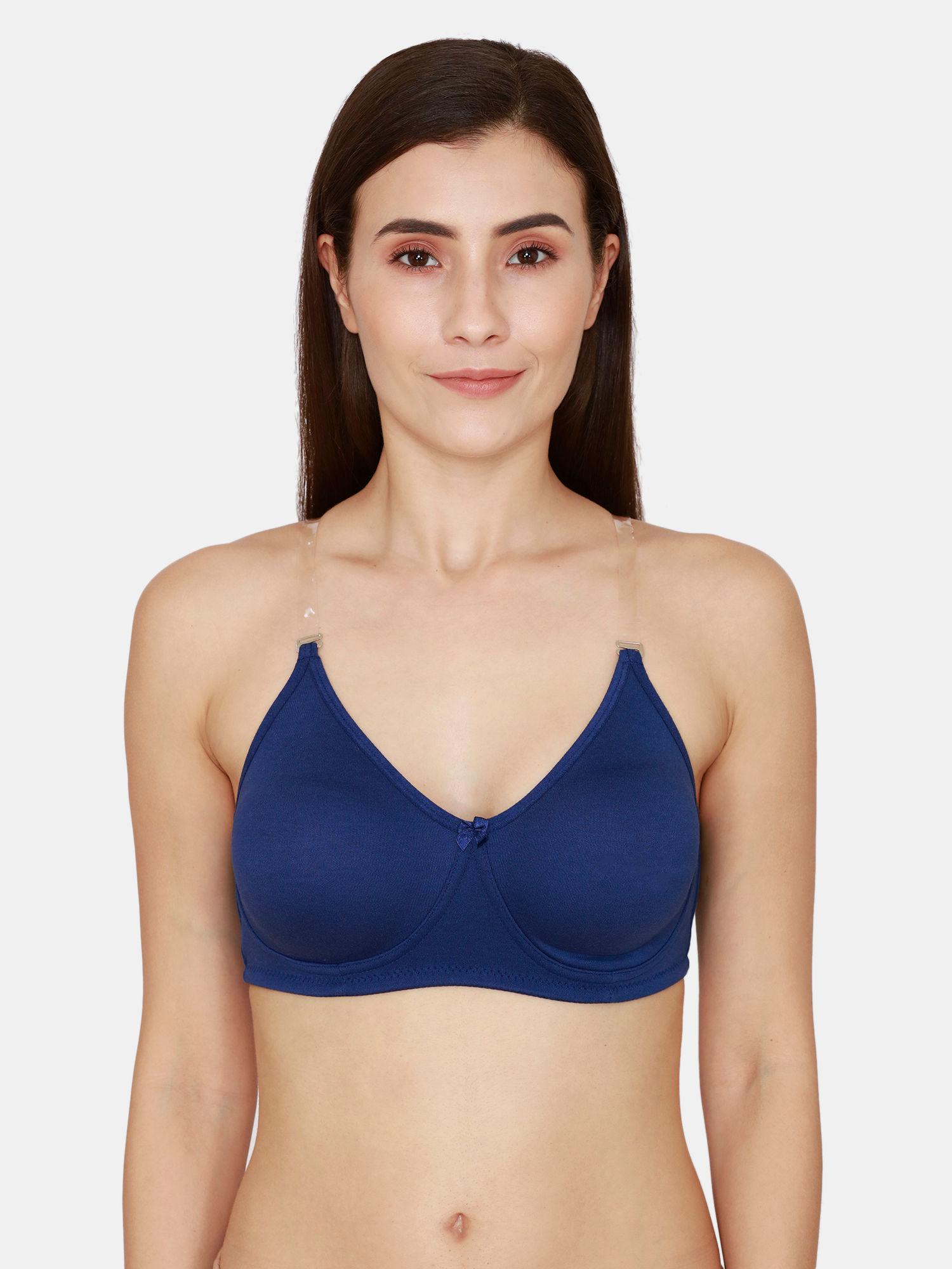 rosaline everyday double layered non wired medium coverage t-shirt bra blue