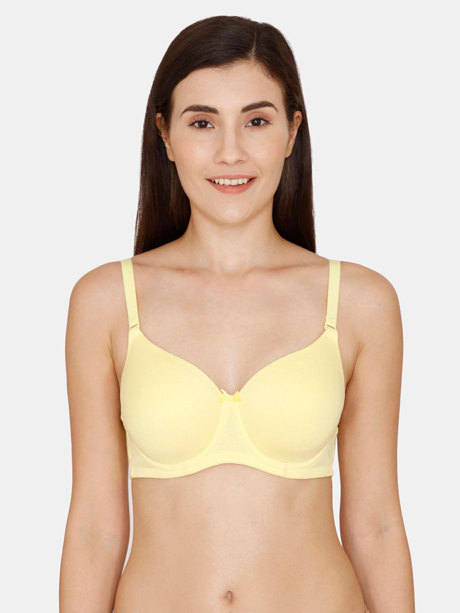 rosaline everyday double layered wired 3/4th coverage t-shirt bra - popcorn - yellow