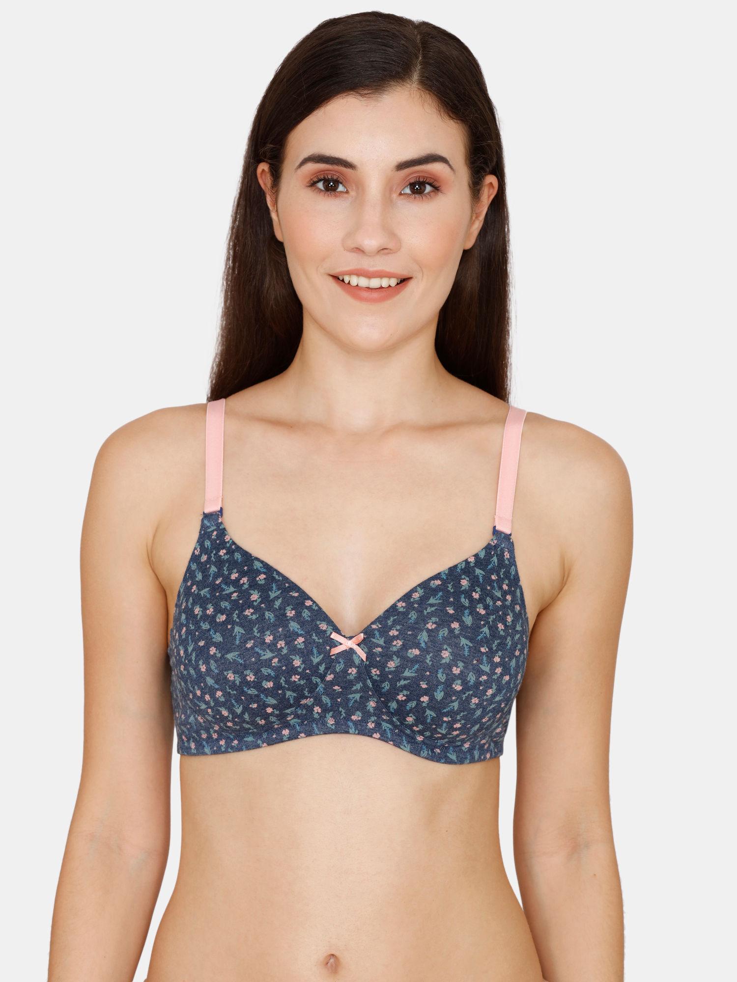 rosaline everyday padded non-wired 3/4th coverage t-shirt bra - depth - blue