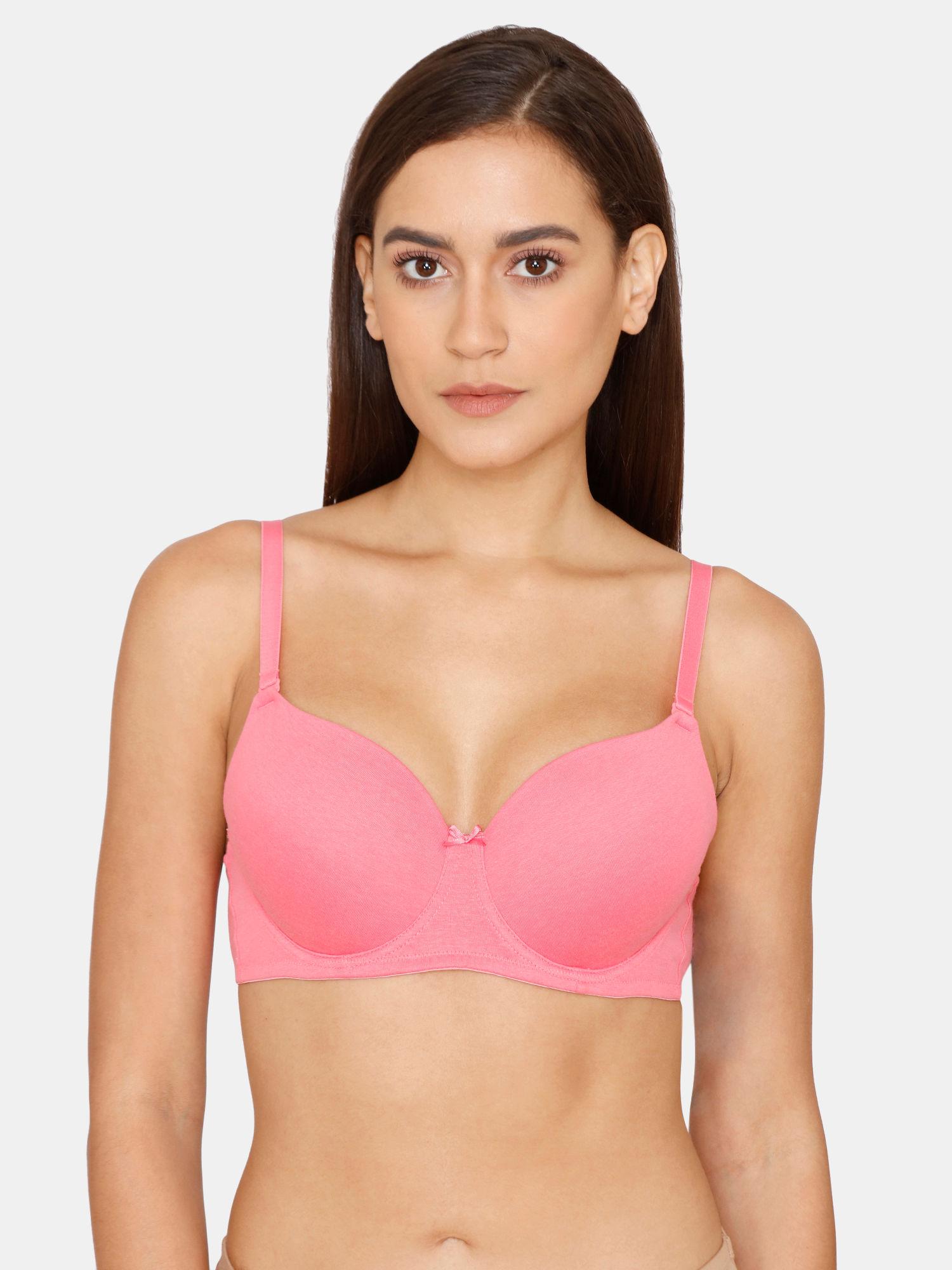 rosaline everyday padded wired 3/4th coverage t-shirt bra - lemonade - pink