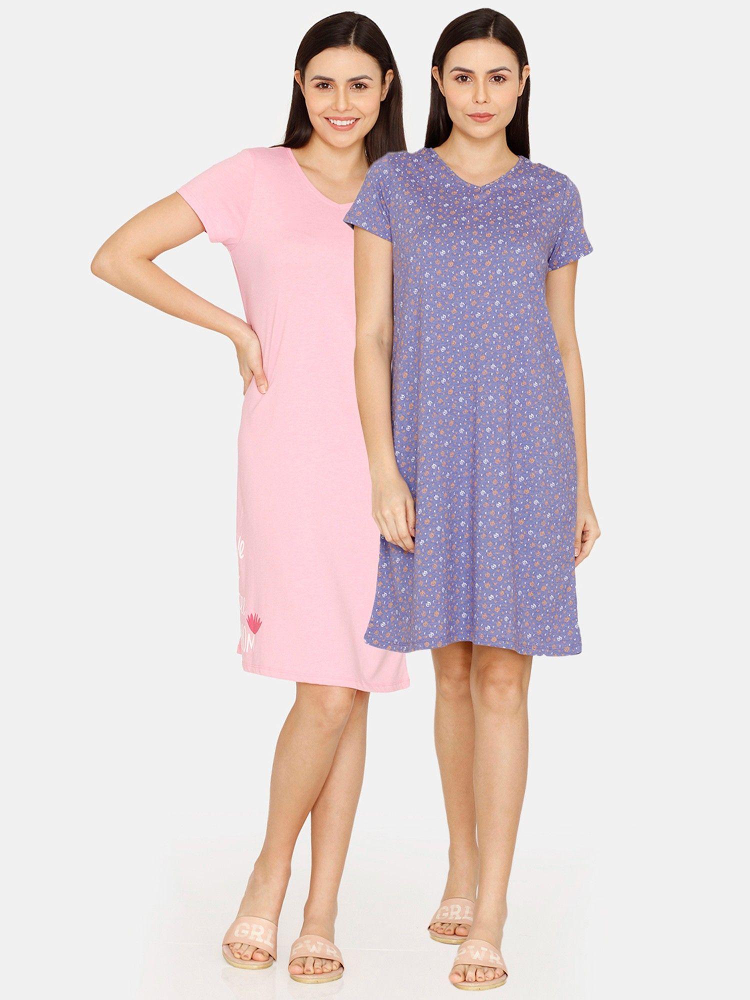 rosaline meadows knit cotton knee length nightdress (pack of 2)