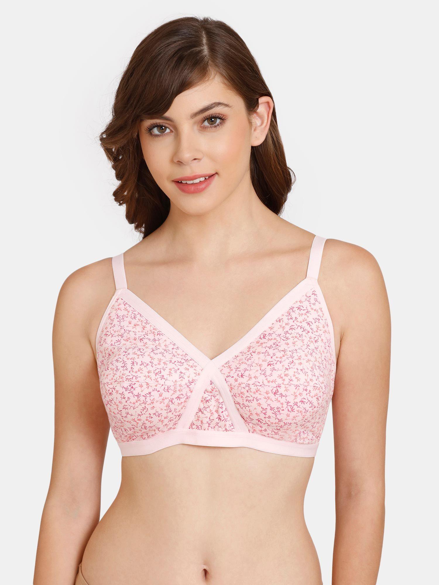 rosaline non-wired 3-4th coverage supper support bra - pink dainty pt pink