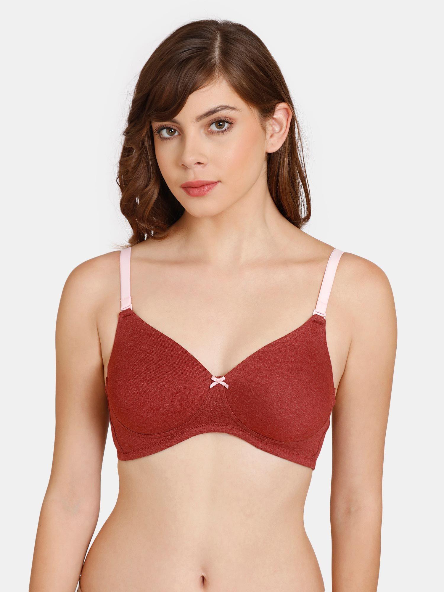 rosaline padded non-wired 3-4th coverage t-shirt bra - syrah red