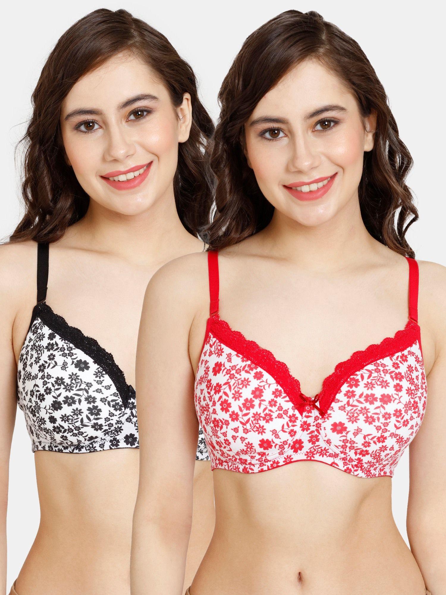 rosaline padded non wired 3-4th coverage t-shirt bra - winterberry - multi color (pack of 2)