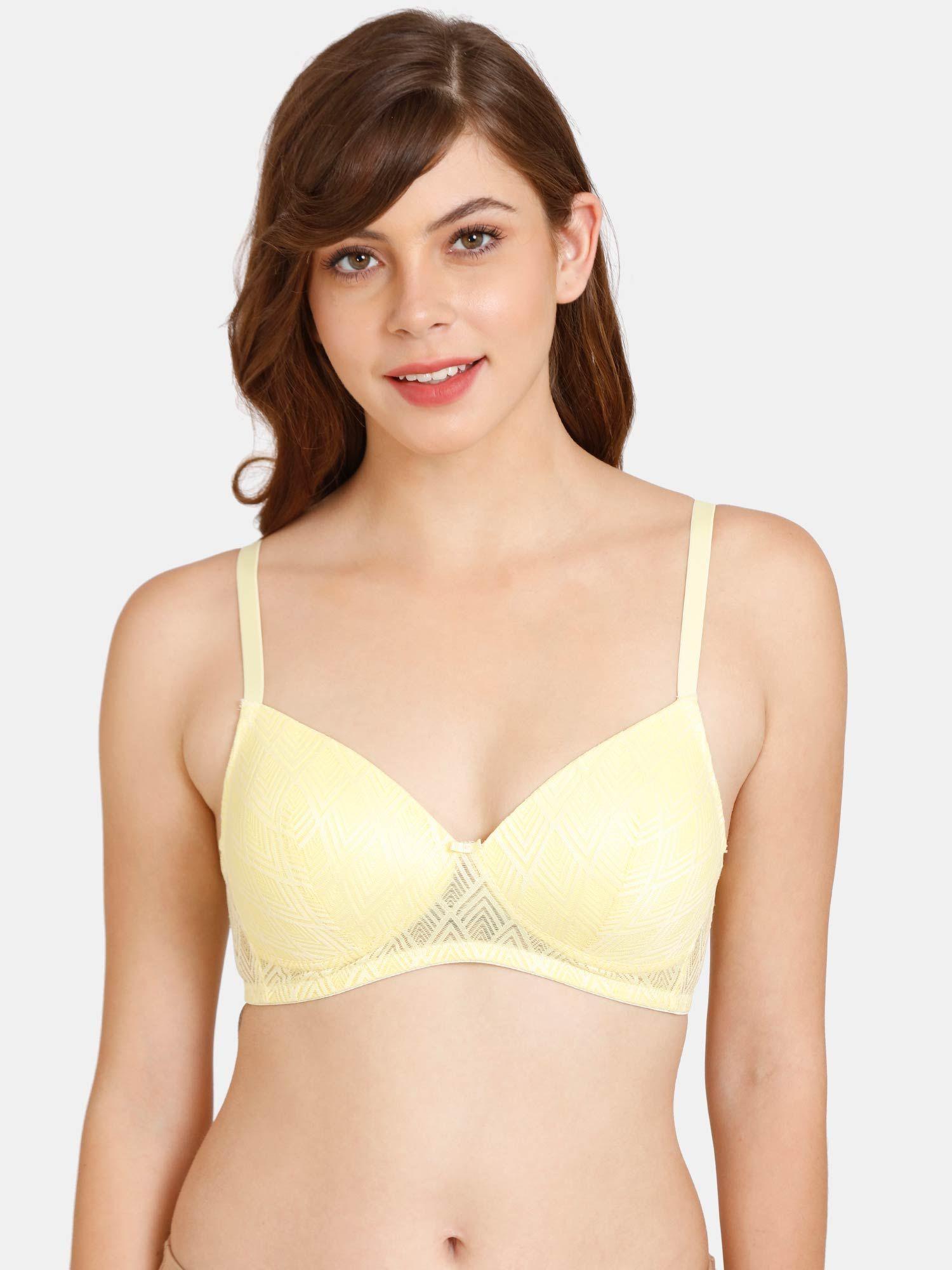 rosaline padded non wired 3-4th coverage t-shirt bra yellow