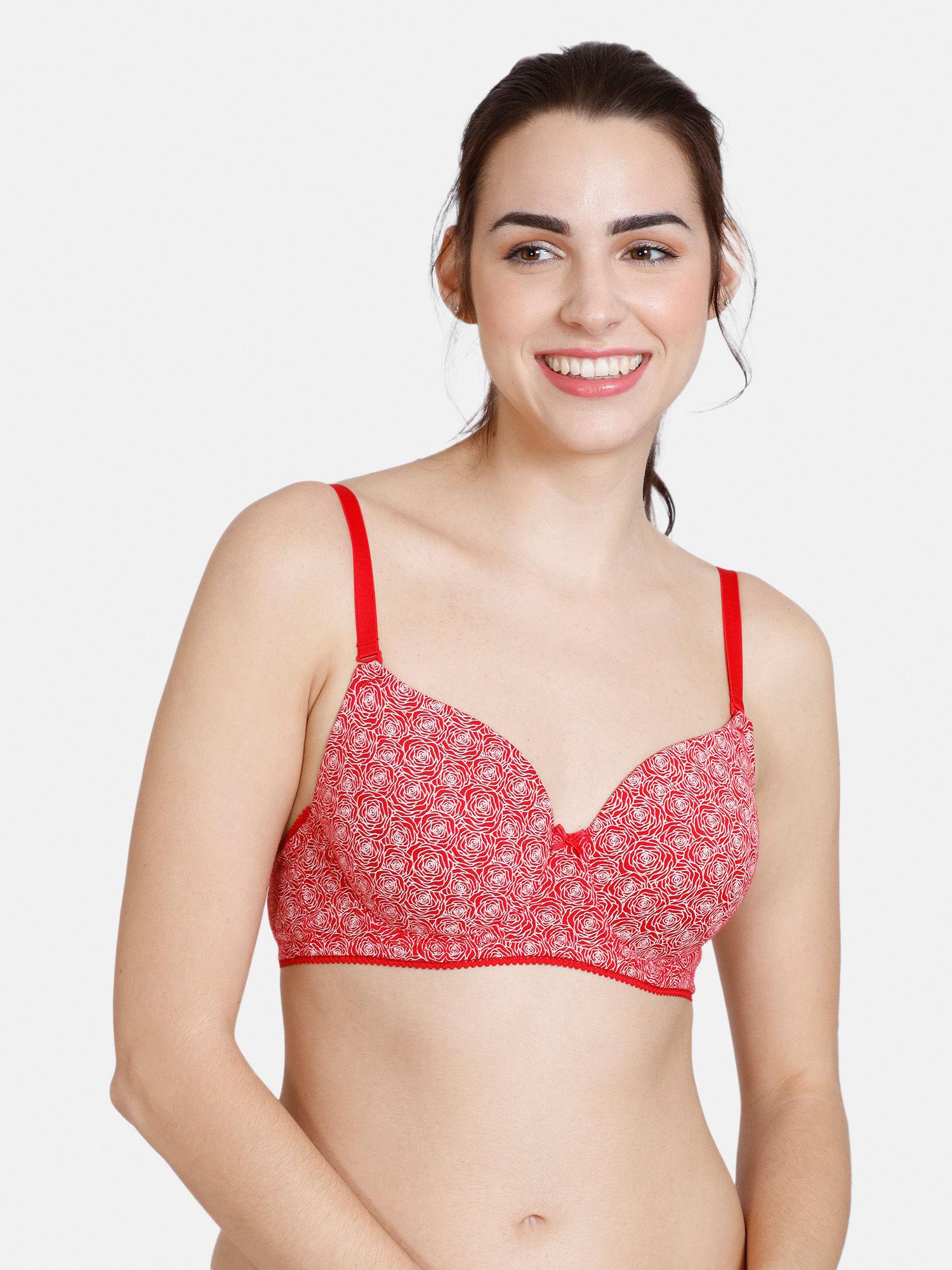 rosaline padded wired 3/4th coverage t-shirt bra - barbados cherry