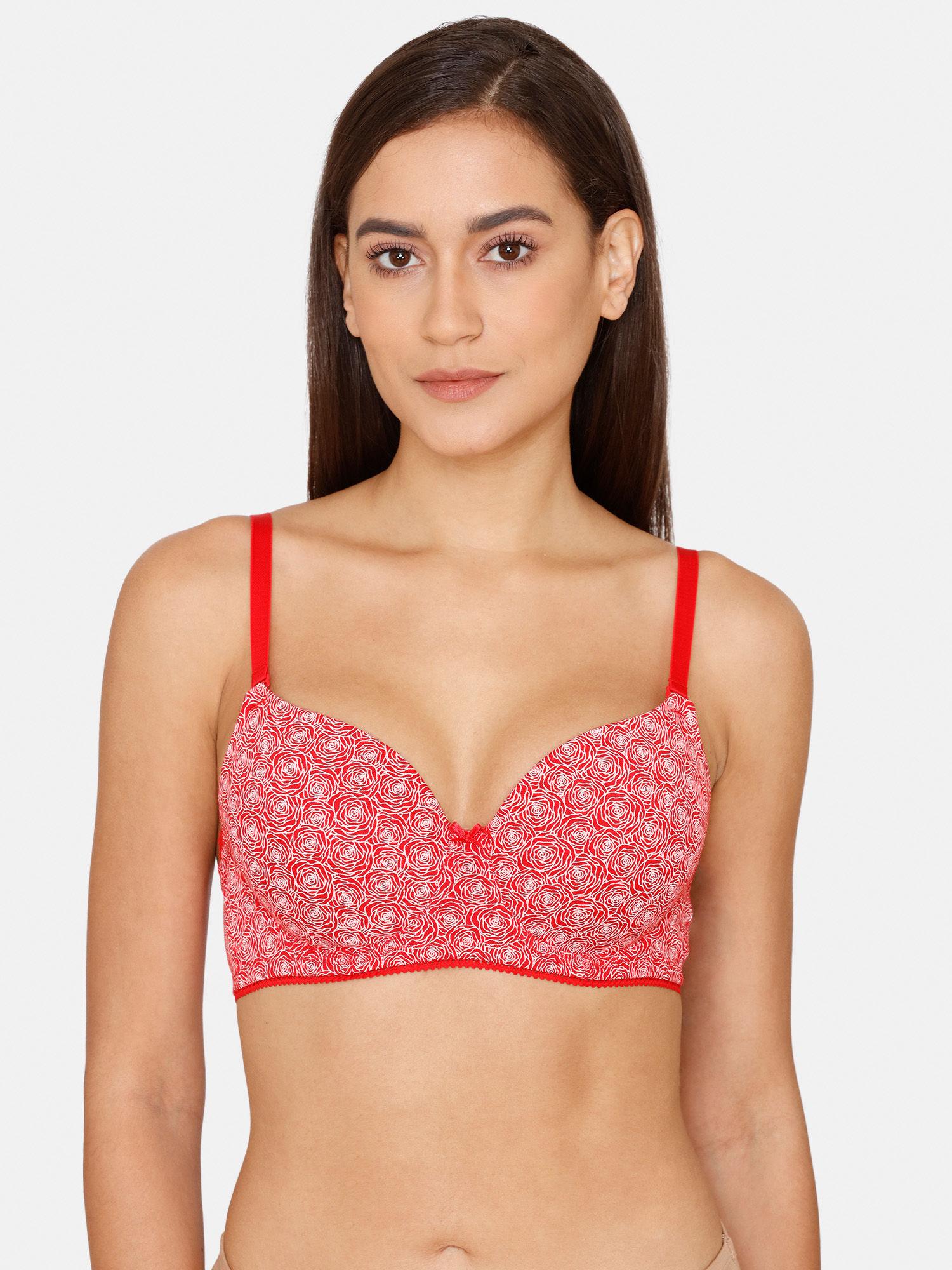 rosaline padded wired 3/4th coverage t-shirt bra - barbados cherry