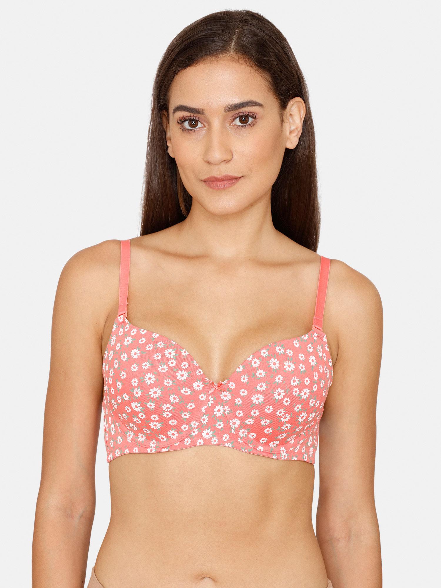 rosaline padded wired 3/4th coverage t-shirt bra - georgia peach