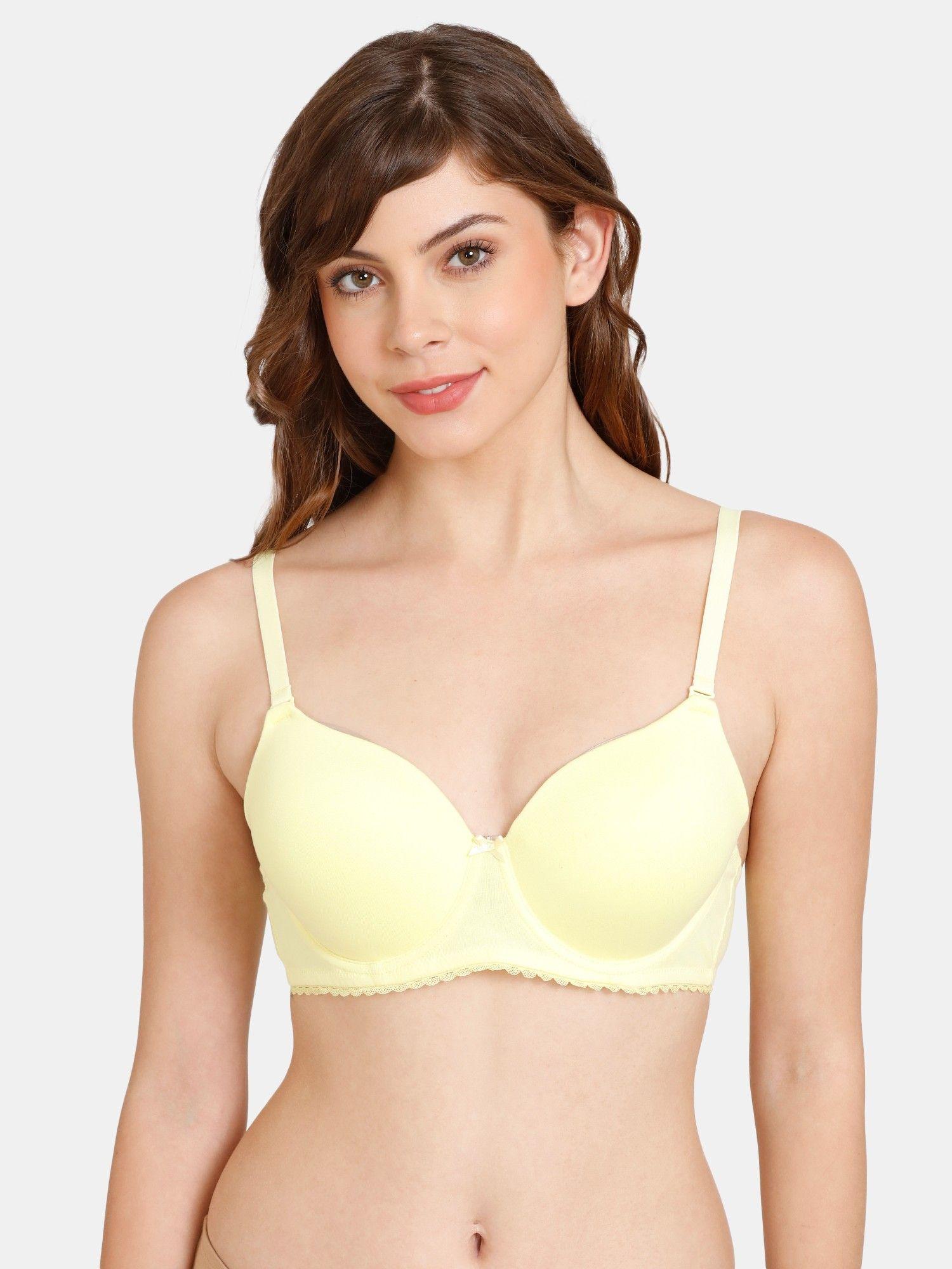 rosaline padded wired 3/4th coverage t-shirt bra - yellow iris yellow