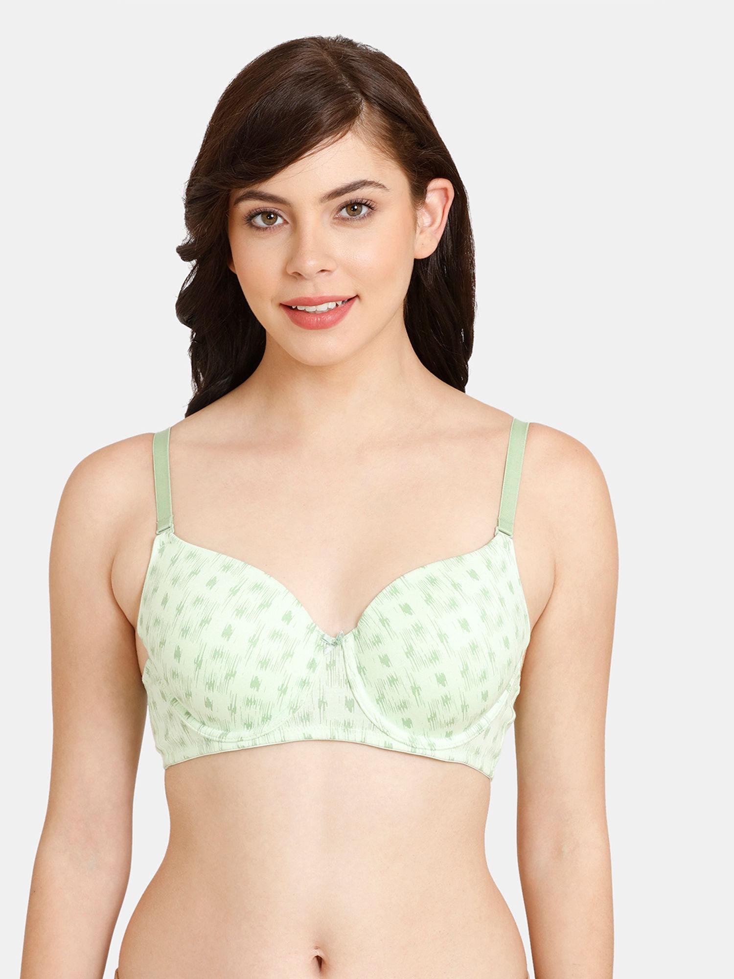 rosaline padded wired 3/4th coverage t-shirt bra patina green