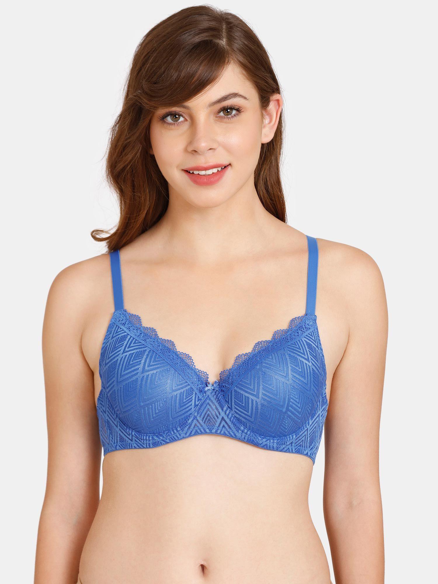 rosaline padded wired 3-4th coverage t-shirt bra - beaucoup blue blue