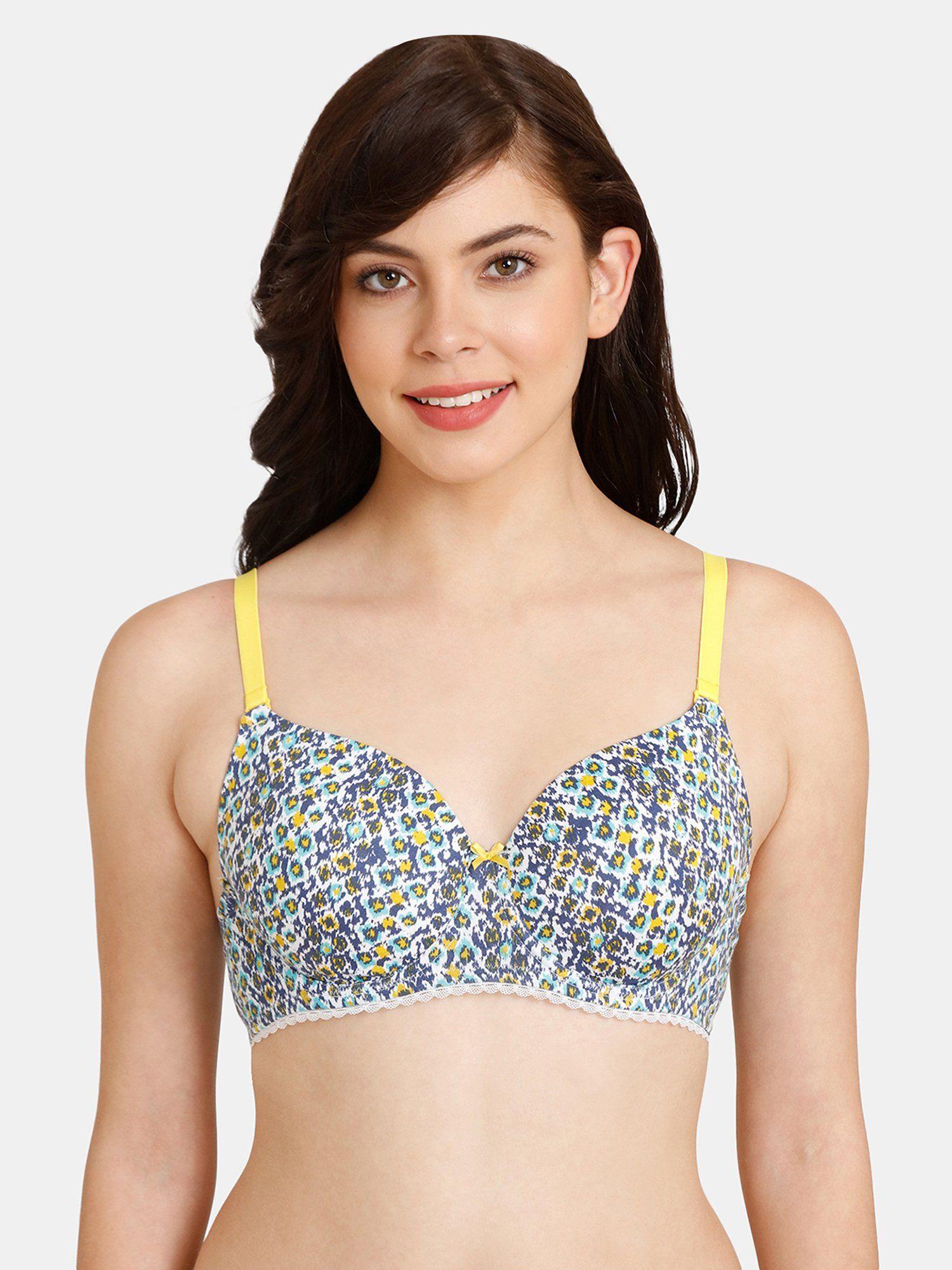 rosaline padded wired 3-4th coverage t-shirt bra - blue