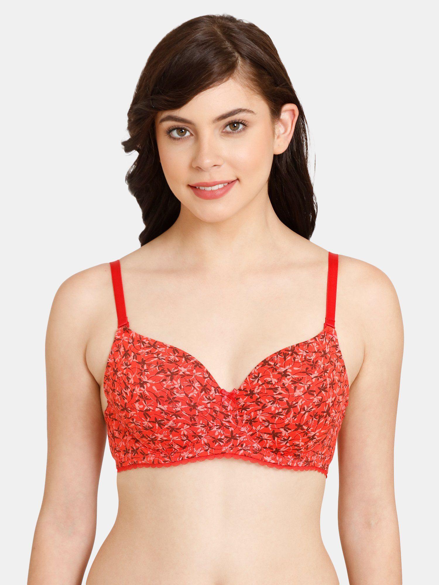 rosaline padded wired 3-4th coverage t-shirt bra - poppy red