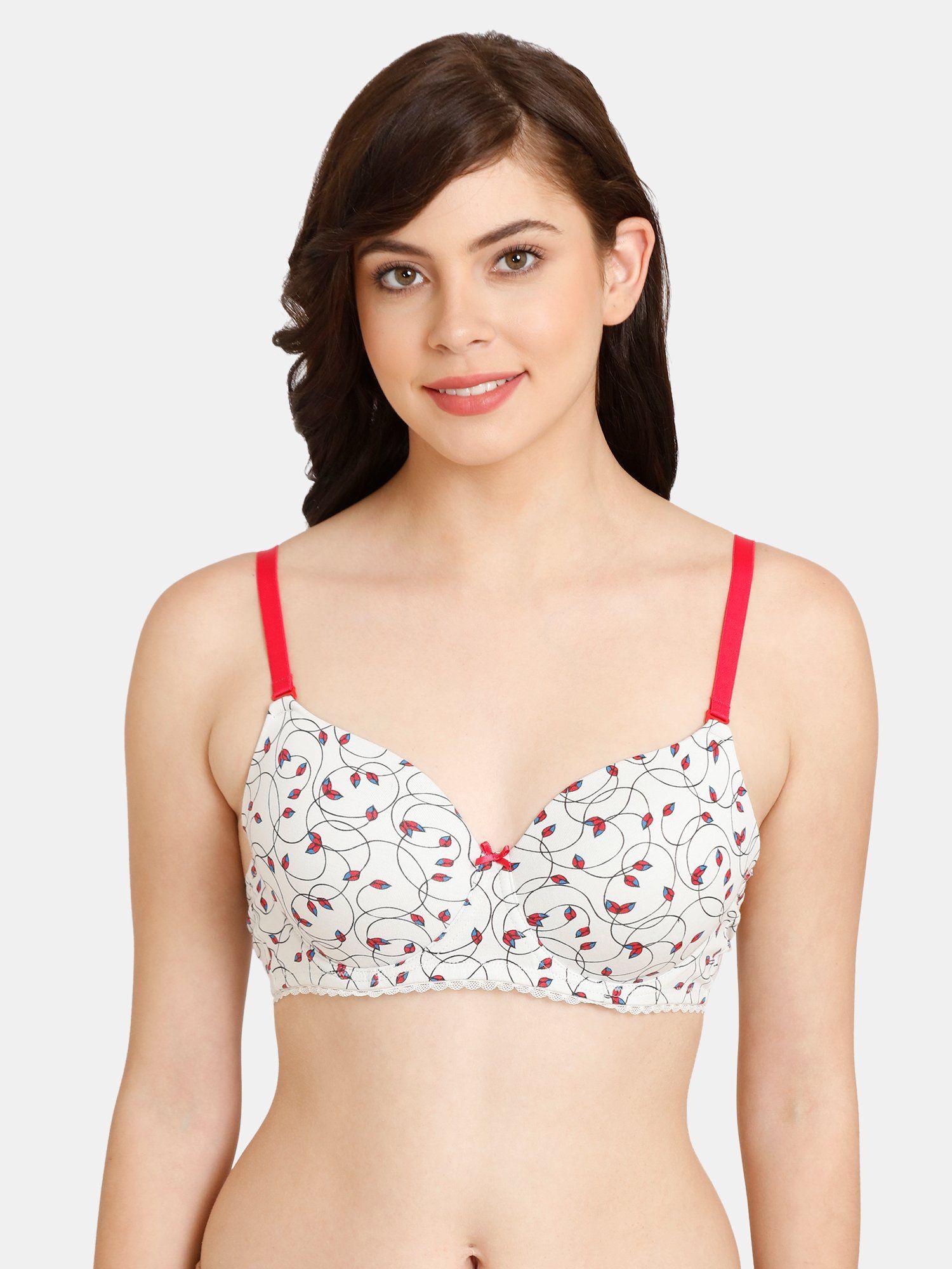 rosaline padded wired 3-4th coverage t-shirt bra - white