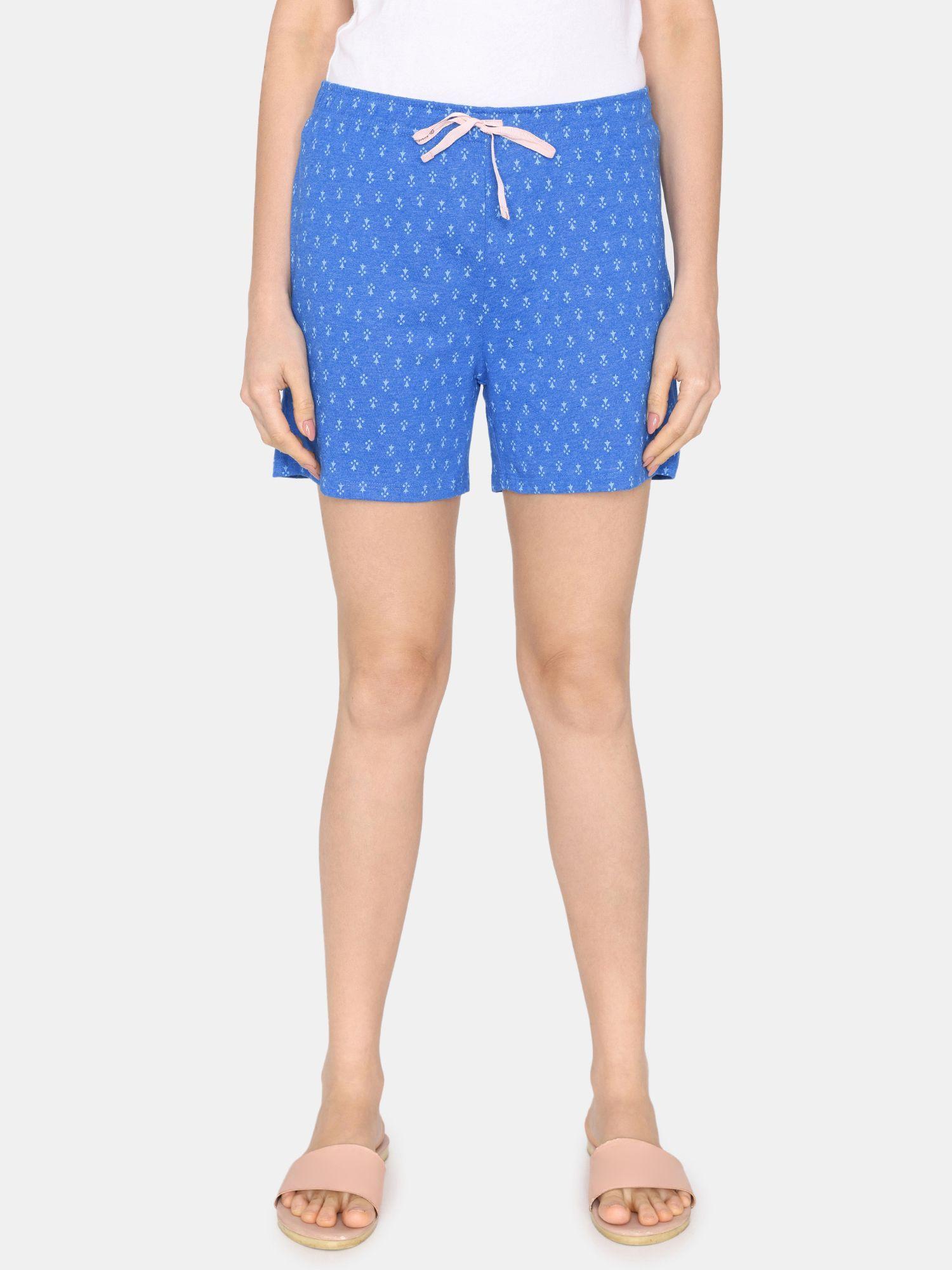 rosaline rural charm knit cotton shorts - princess blue