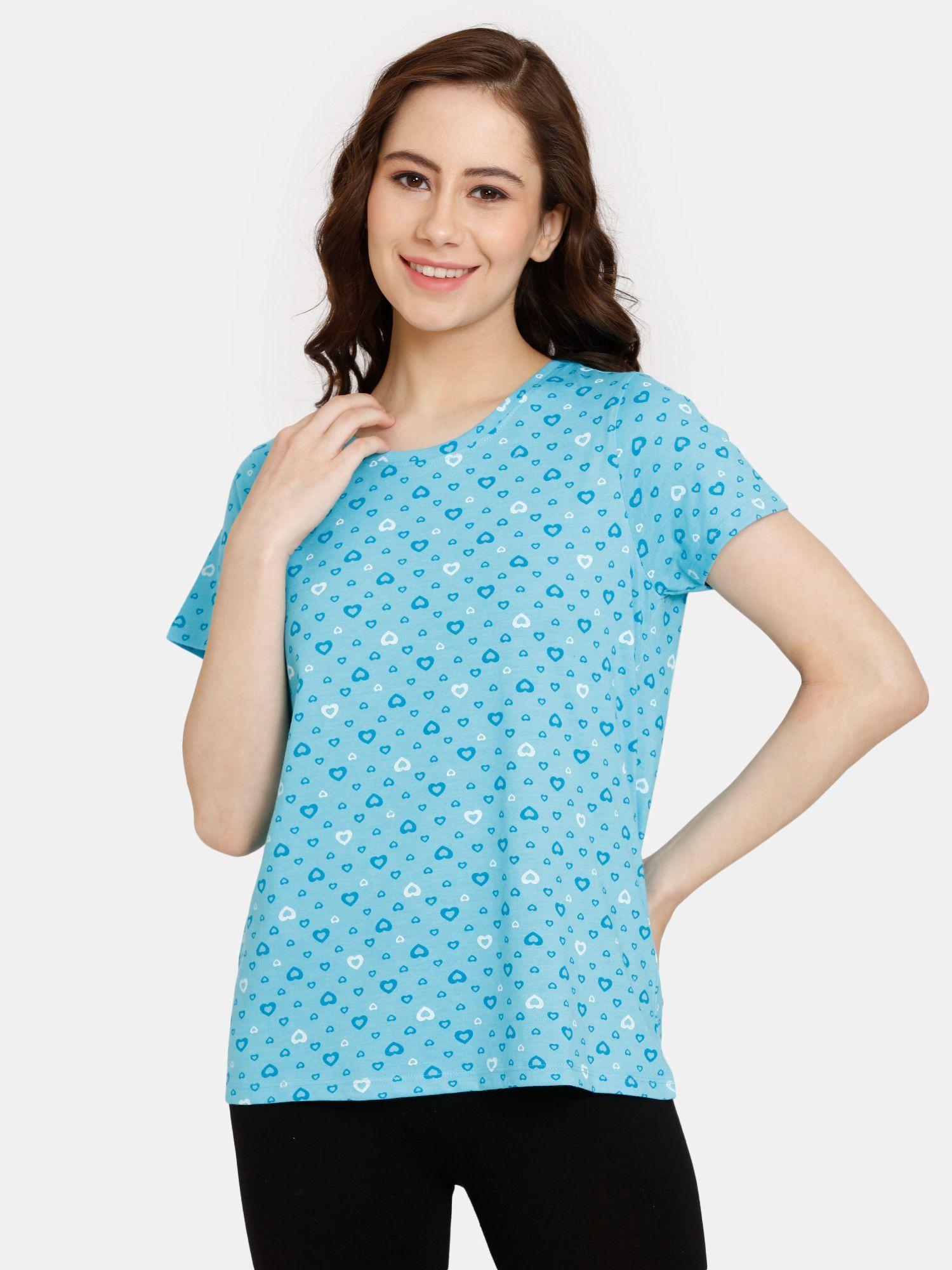 rosaline rural charm knit cotton top - tropical breeze - blue