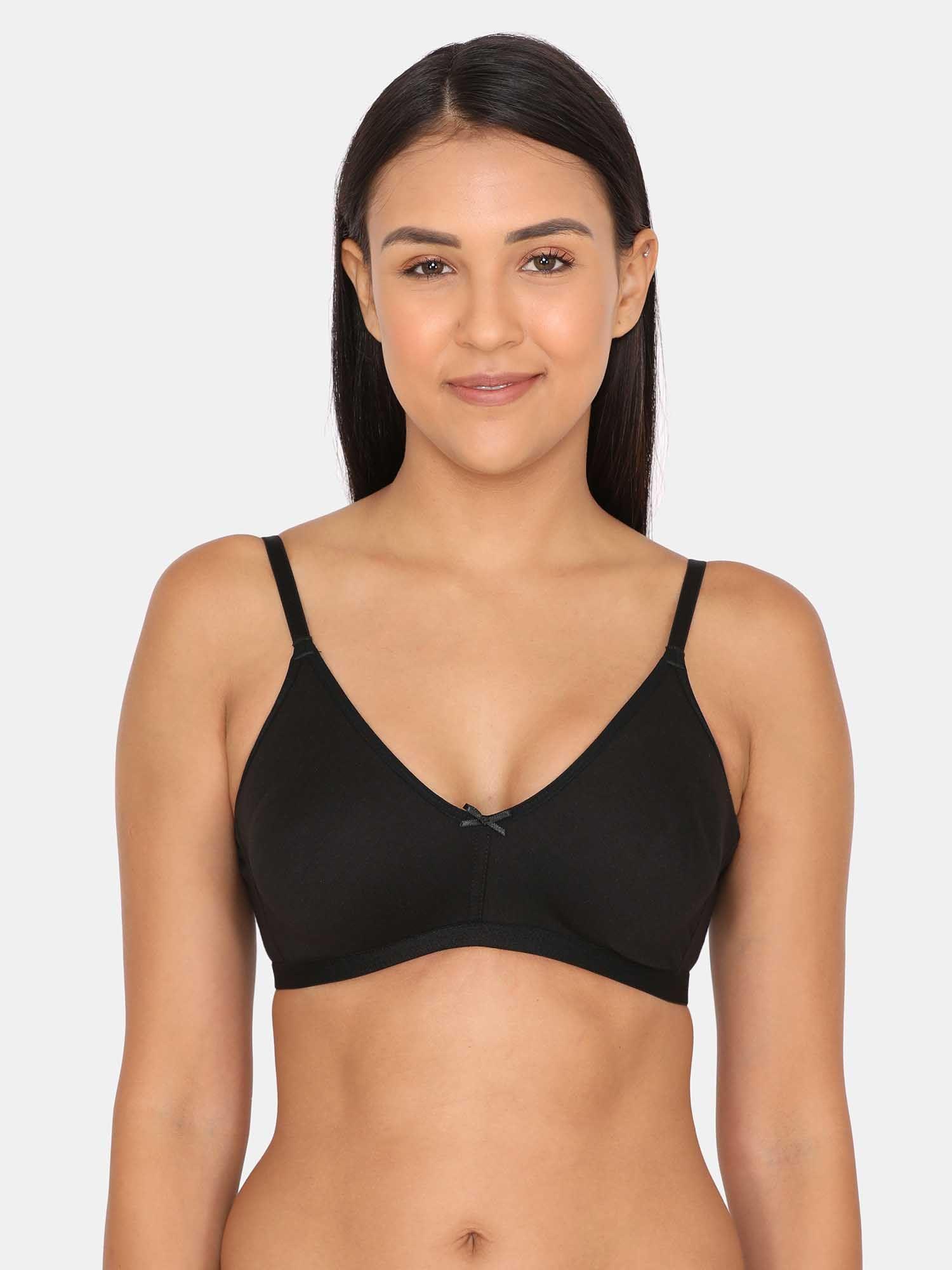 rosaline single layered wirefree t-shirt bra - black