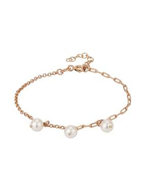 rose gold  toned  pearls  handcrafted bracelet