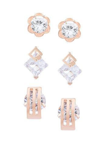 rose gold contemporary stud earrings-zpfk12820 (set of 3)
