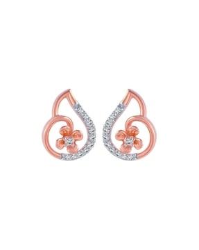 rose gold diamond-studded stud earrings