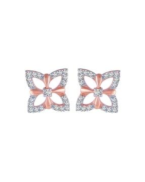 rose gold diamond-studded stud earrings