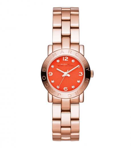 rose gold red dial watch