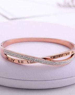 rose gold-plated stone-studded bracelet