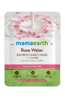 rose water bamboo sheet mask with rose water & milk for glowing skin