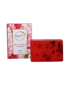 rose & basil soap with petals