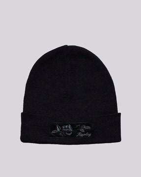 rose embroidered beanie