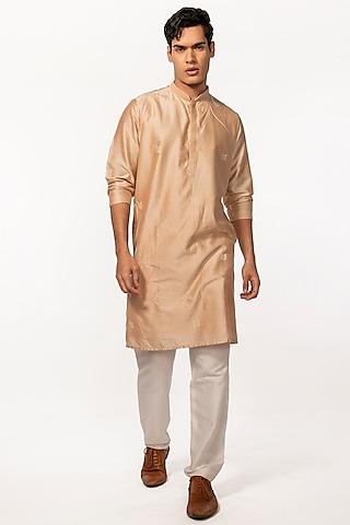 rose gold bam silk embroidered kurta set