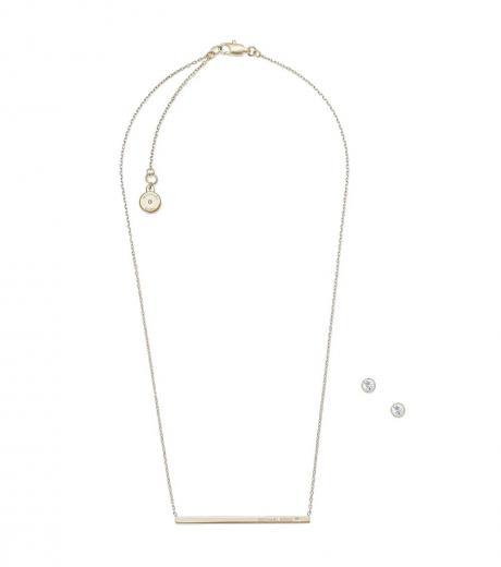 rose gold bar necklace set